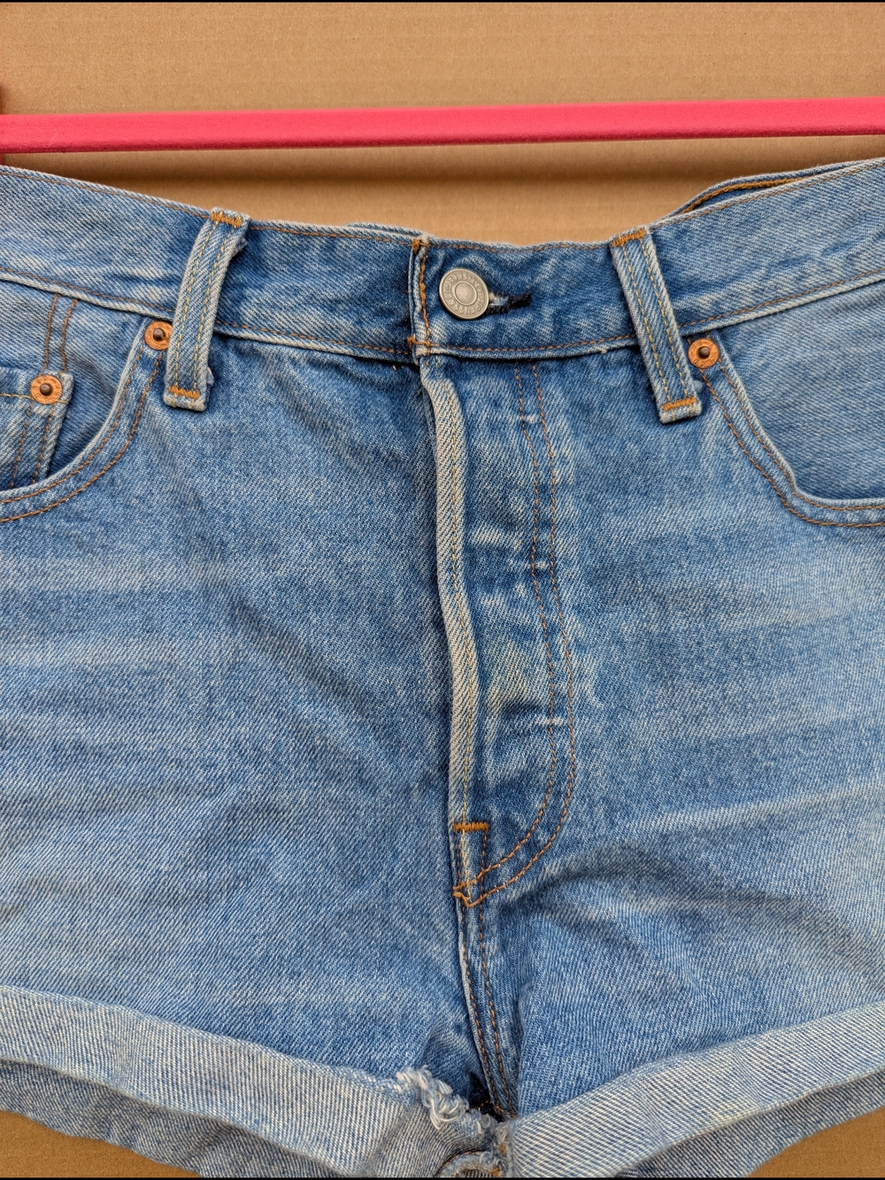 Levi's Premium 501 High-Rise Denim Micro Shorts 29 Daisy Dukes Rolled Hem Womens - Picture 5 of 9